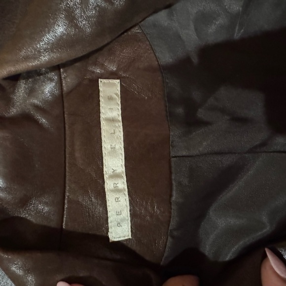 Vintage Perry Ellis Dark Brown lamb Leather Jacket sz 10 from Saks 5th Avenue - Picture 4 of 13